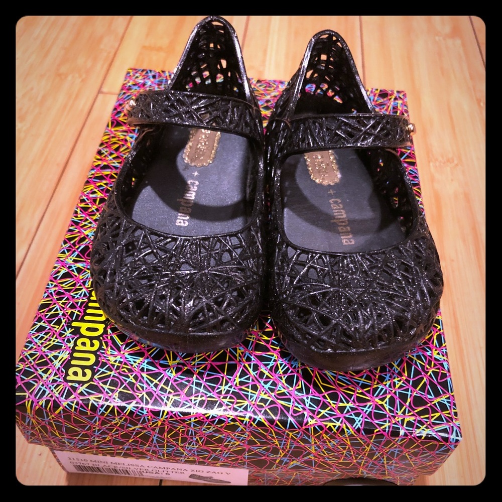 Mini Melissa Campana Black & Silver Glitter